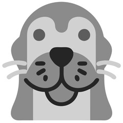 Cute Gray Seal Head Vector Illustration