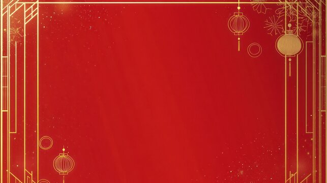 Chinese New Year Red Background with Golden Decor, Versatile Design