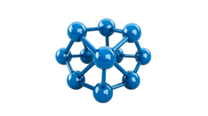 Blue spheres connected in abstract molecular structure, cut out transparent