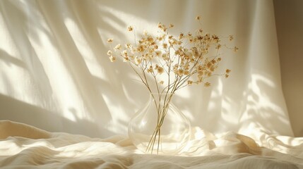 Dried Flowers in Glass Vase, Sunlit
