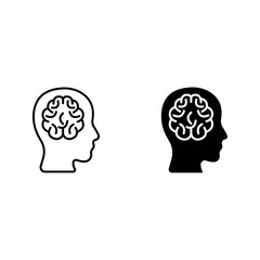 Mental health icon set color editable