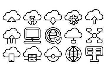 Obraz premium cloud computing web line icon set 