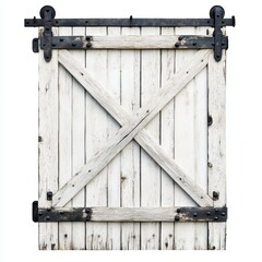 Rustic wooden barn door clipart with weathered and distressed watercolor texture for vintage country farm architecture element