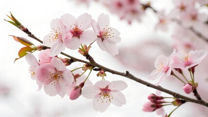 Obraz premium Delicate Cherry Blossom Branch in Bloom