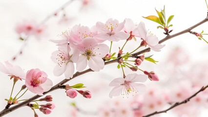 Naklejka premium Delicate Cherry Blossom Branch in Bloom