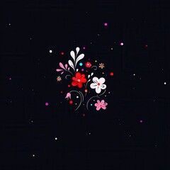 Dark Background with Colorful Floral Design