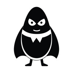 Cute funny cartoon penguin character with big eyes illustration