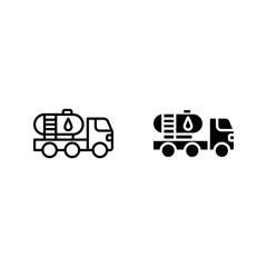 Tank truck icon set. Gasoline Fuel Truck color editable