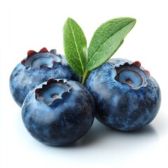 Obraz premium Fresh Juicy Blueberries with Green Leaves Close Up Shot for Healthy Food Concept
