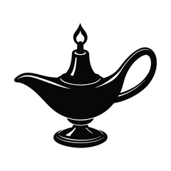 Old brass oil lamp isolated on white background, antique vintage decoration with a traditional Arabic design