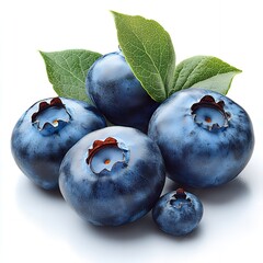 Obraz premium Fresh Juicy Blueberries with Green Leaves Close Up Shot Perfect for Food Blog or Recipe Site