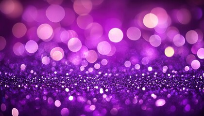 A purple bokeh background with blurred light spots and particles, a gradient effect from deep purple to light purple