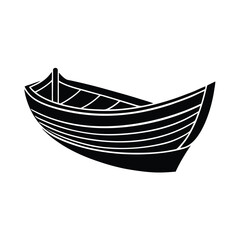 Fishing boat illustration on a white background with a simple paper origami style