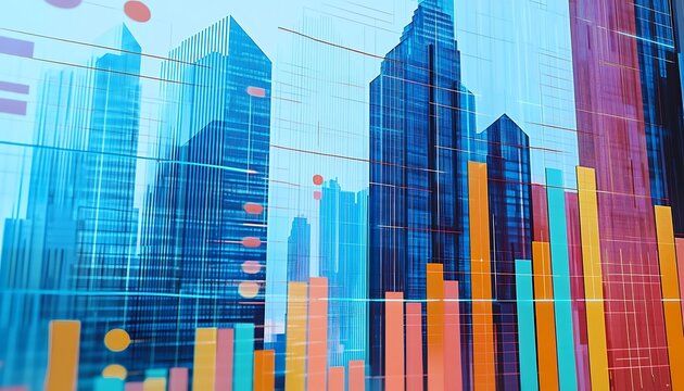 Business management data and economic indicator. Financial and statistical information. Many graphs and charts on background of tall buildings.
- Powered by Adobe