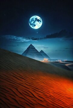 Noite com lua no deserto-paisagem 