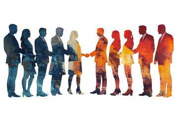 Obraz premium Group of business people silhouette isolated on transparent PNG or white background.