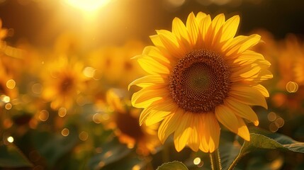 Obraz premium Sunflowers in Golden Light
