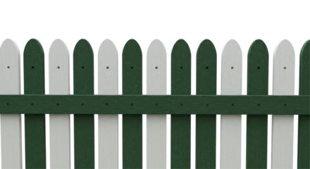 Isolated Green and White Picket Fence