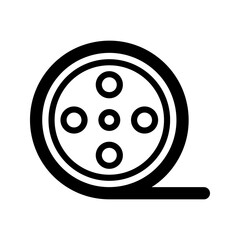 Film reel icon on white background. Filmmaking equipment icon. Cinema symbol. Vector illustration
