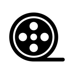 Film reel icon on white background. Filmmaking equipment icon. Cinema symbol. Vector illustration