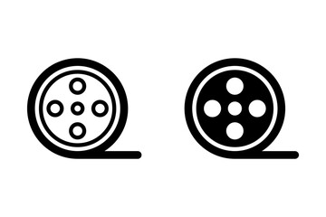 Film reel icon on white background. Filmmaking equipment icon. Cinema symbol. Vector illustration