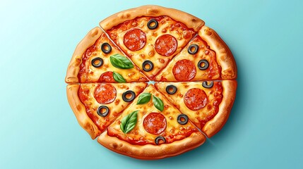 Pizza Slices on Light Blue Surface