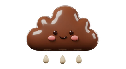 Isolated Cute Chocolate Cloud with Rain