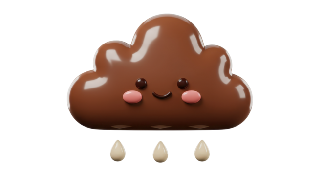 Isolated Cute Chocolate Cloud with Rain