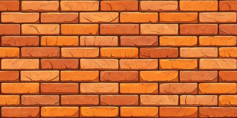 Fototapeta premium Seamless Texture of Orange Brick Wall with Cracks