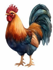 Cute Watercolor Animal Rooster Illustration Decoration