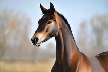 Obraz premium Stunning Chestnut Young Horse Portrait Outdoors