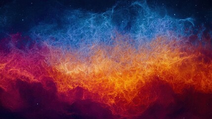 Fototapeta premium Vibrant cosmic nebula with swirling textures in blue, orange, and red hues