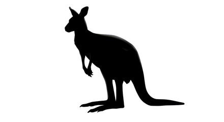 Isolated Kangaroo Silhouette