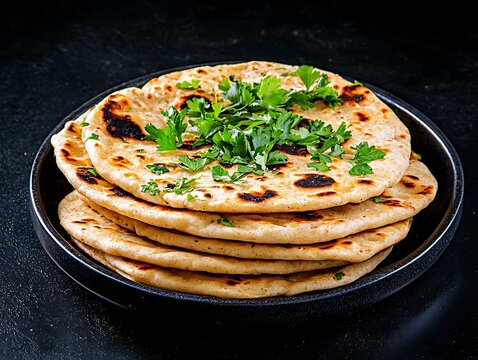 Indian Flatbread Stack on Plate