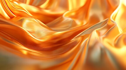 Obraz premium Golden Silk Fabric Abstract Background: Luxurious Texture with Flowing Waves and Subtle Highlights for Creative Projects.