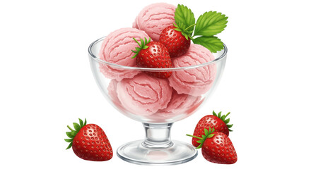 Isolated Ice Cream with Strawberries