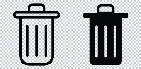 Delete Icon Set - Trash, Remove, Cancel & Undo Buttons in Editable Line Stroke Style (Vector EPS/SVG).