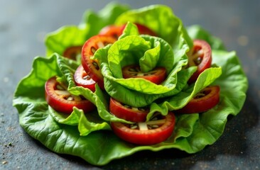 a table decoration made of greenery. close-up, grey blurred background