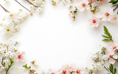 Obraz premium Beautiful Spring Blossom Frame White Background