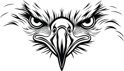 Simple Eagle face vector | Angry blade eagle front side | Falcon head vector | Powerful eagle head view | Hawk face vector design suitable for t-shirt and many more.