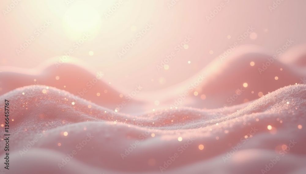 Poster abstract pink landscape with shimmering glow and soft waves