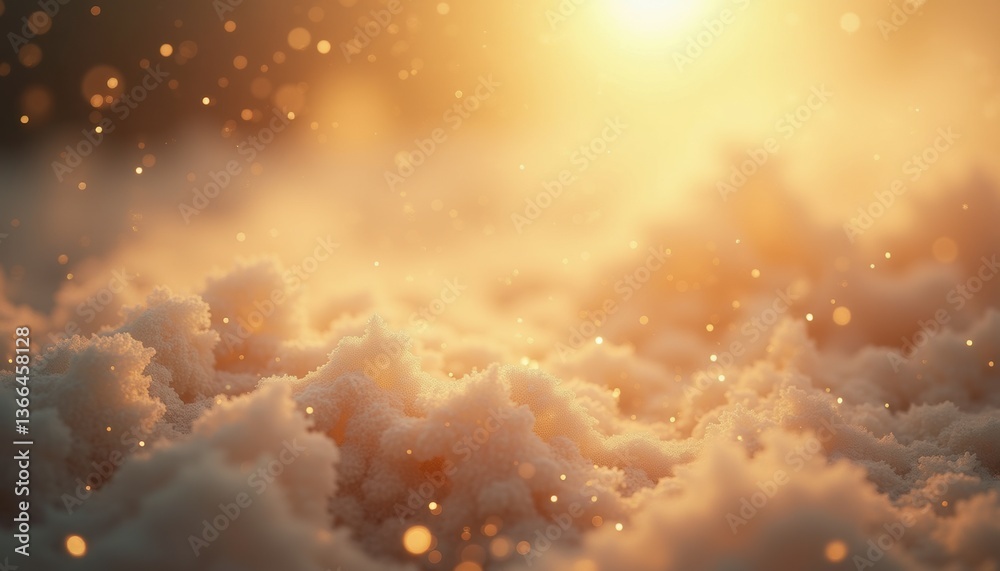Poster dreamy clouds illuminated by warm sunlight in a serene sky