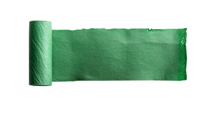 Unrolled green wrapping paper, surface texture, abstract backdrop, cut out transparent