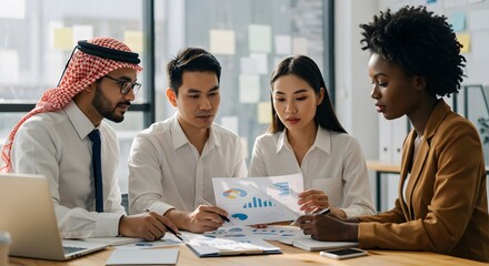 Diverse Team Meeting Business Charts.