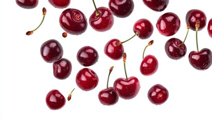 Falling Cherries Against White