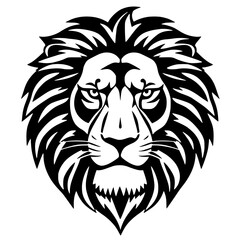 Majestic Lion's Gaze: A bold graphic rendering of a lion's head, capturing the essence of strength and regal authority, poised and ready to assert its presence.