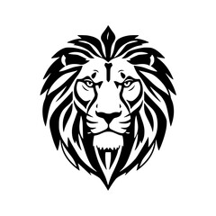 Lion Emblem: A regal lion emblem in black and white, exuding strength and authority. Perfect for designs requiring a touch of power.