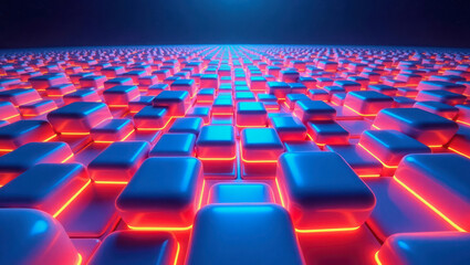 Obraz premium Vibrant cubes form a stunning landscape with orange highlights