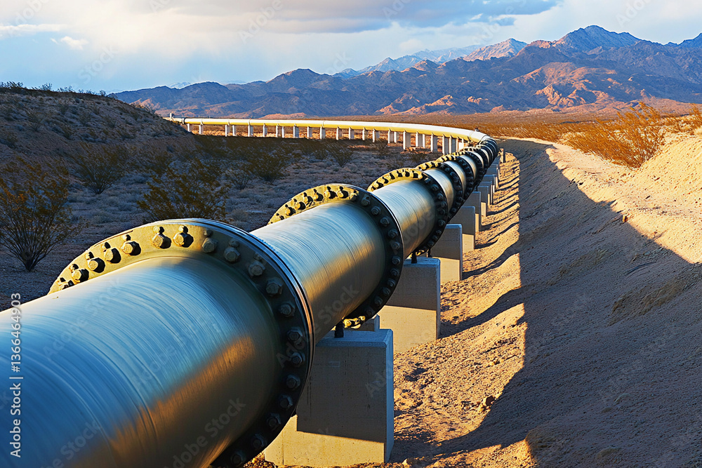 Poster Large pipeline infrastructure across desert landscape Generative AI