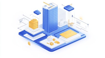 Obraz premium An AI powered system optimizing construction projects by analyzing project timelines, AI-assisted resource allocation, and real-time progress tracking for more efficient construction management